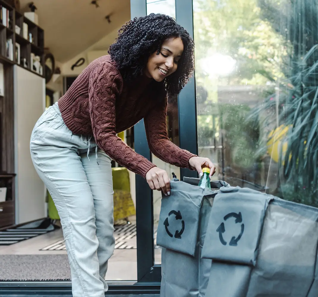 woman recycling