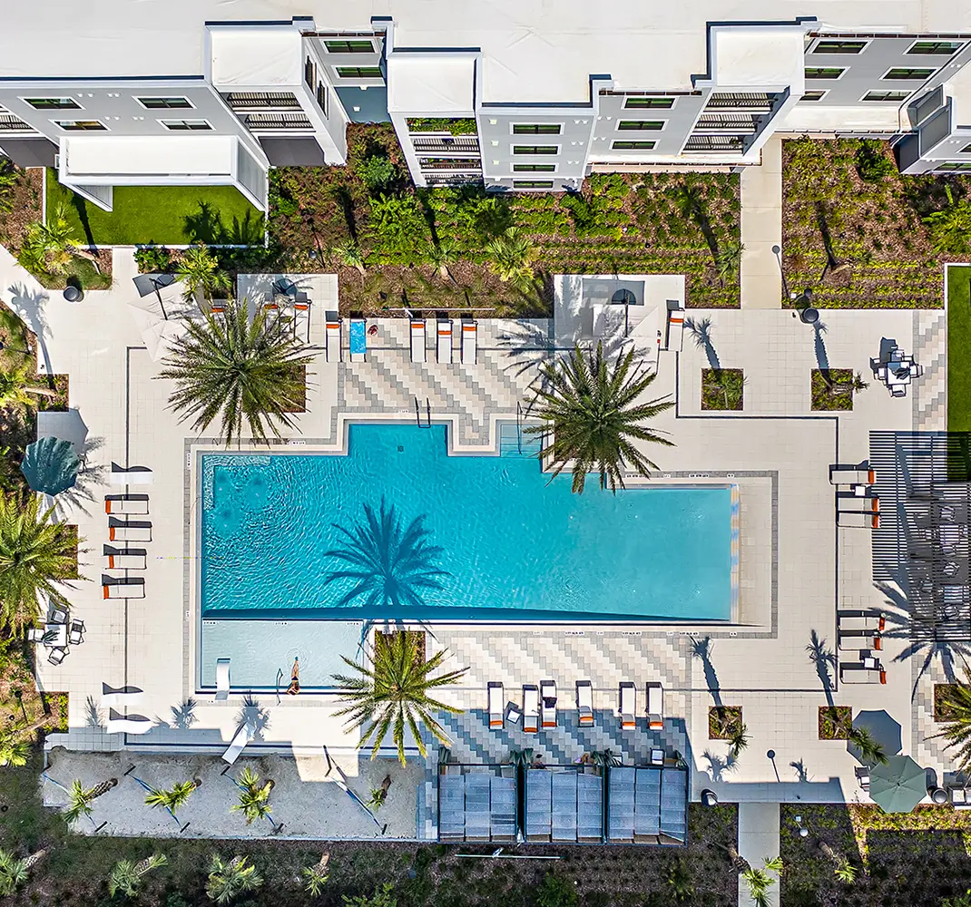 aerial view of resort style pool