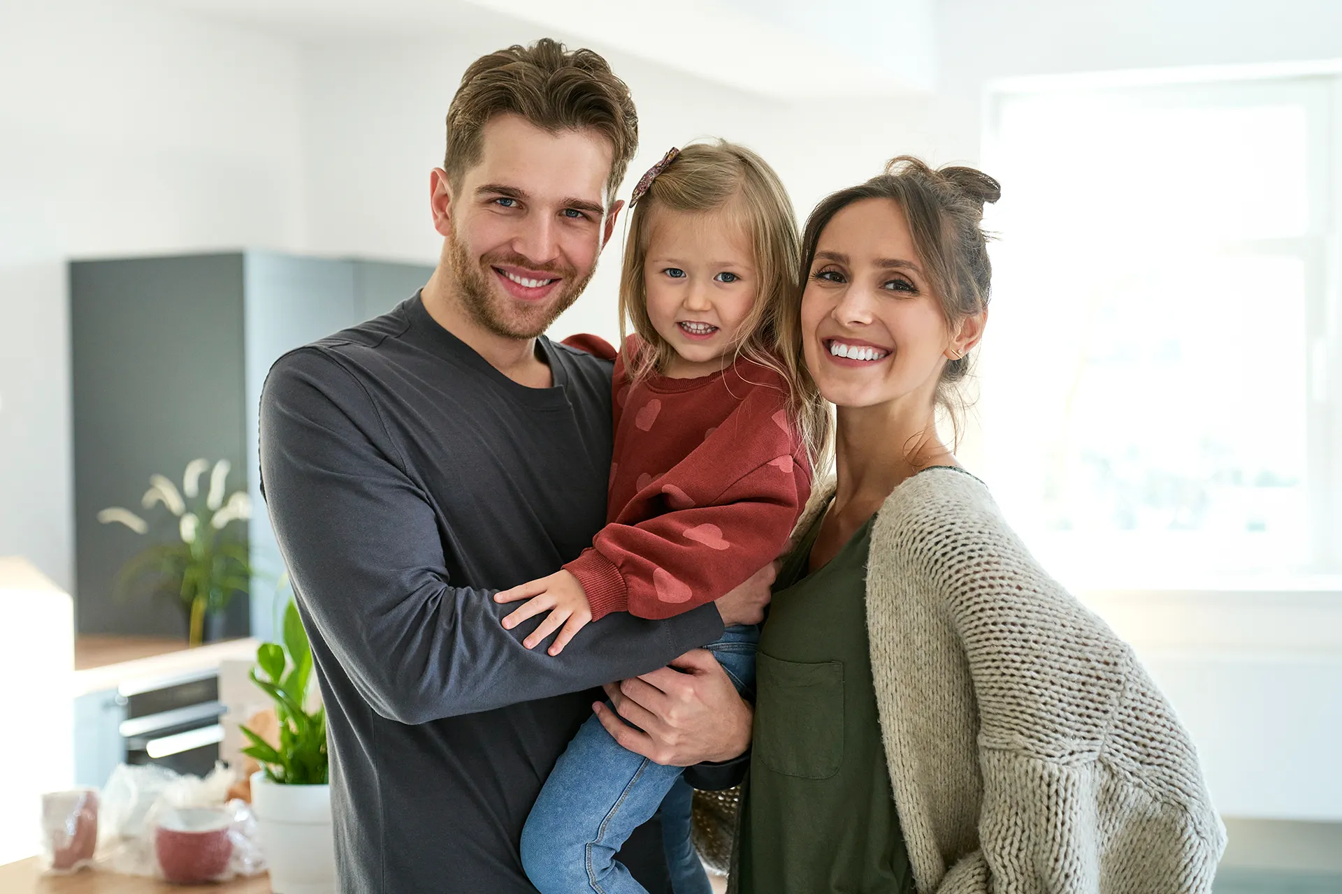 a happy family smiling